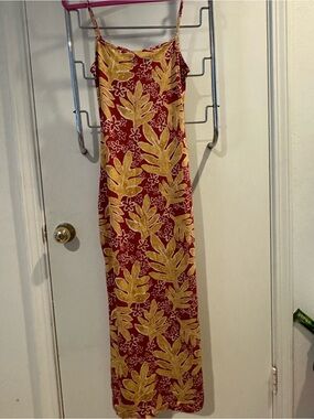 Lex Breezie Women's Red and Yellow Tropical Slip Dress
